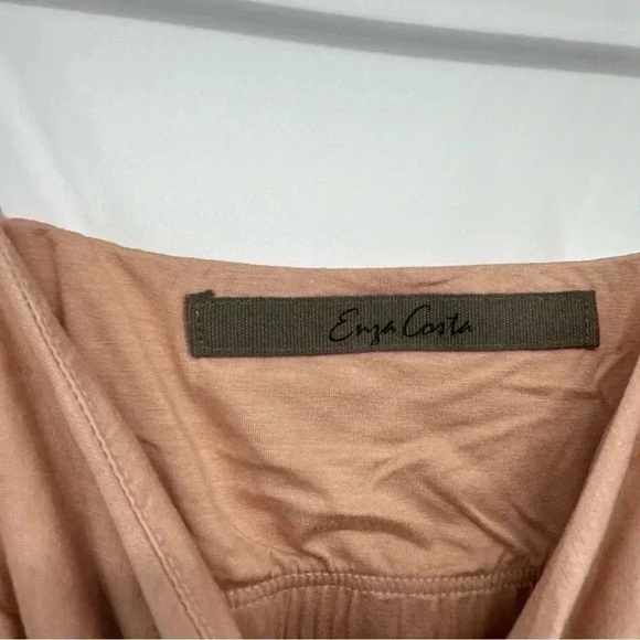 ENZA COSTA RUCHED CAMISOLE TOP SMALL DK NUDE VISCOSE LYCRA STRETCH TANK NWOT - Picture 8 of 13
